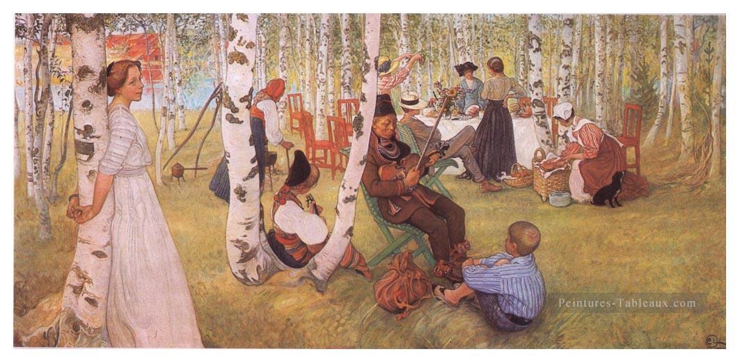 petit déjeuner en plein air 1913 Carl Larsson Peintures à l'huile